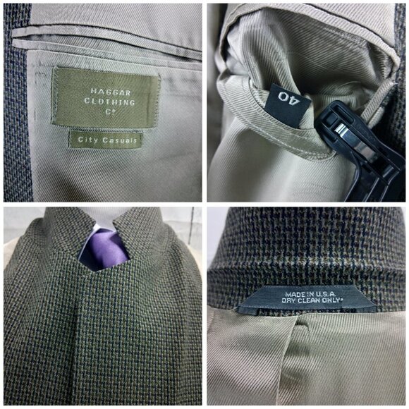 City Casuals By Haggar 40R 2 Button Multicolor Houndstooth Blazer Sport Coat - Picture 8 of 10